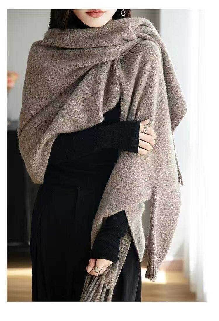 2025年秋季时尚百搭通勤简约休闲女士羊毛披肩，披肩，秀阁羊绒