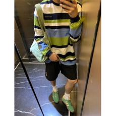 DW87-P45美式春秋纯棉重磅条纹长袖T恤男士宽松休闲卫衣-网图大货，男装卫衣，星座603-2