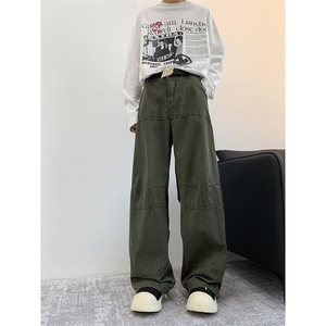 高质量工装牛仔裤女冬季美式宽松设计感痞帅小众直筒裤K5826-P72图片