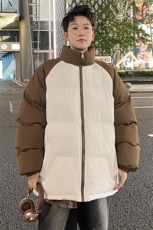 88拼接色棉衣拉链撞色棉袄男女生情侣立领A177-M718-P48，男装棉衣，电商A177