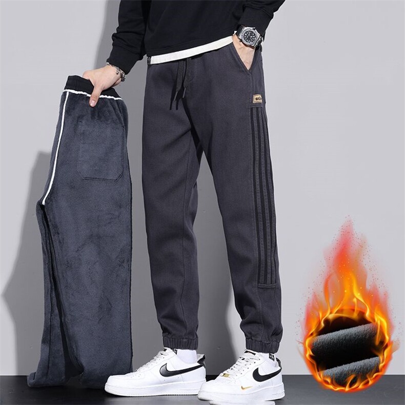 冬季加绒保暖宽松束脚裤青年百搭加绒加厚保暖棉裤运动裤现货主推，男装棉衣，星座224