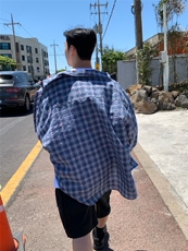 衬衫男士韩版宽松长袖休闲格子寸衫潮牌衬衣外套710-820P45，男装衬衫，星座710