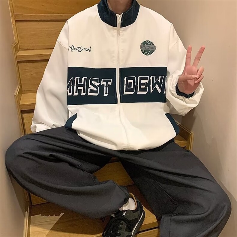 男拼接拼色印花拉链夹克外套W159P55,男装夹克,星座1116-2