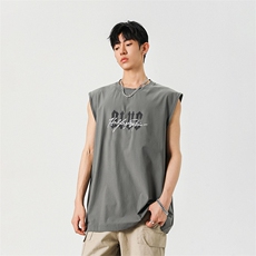 高街170克锦纶安踏条发泡印花大码坎肩体恤A436-1603-特P3249，男装T恤，电商A436