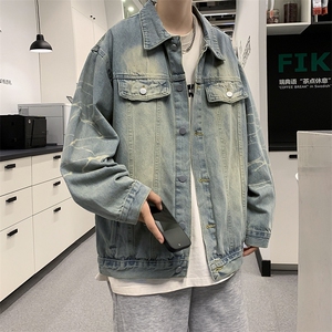 A885-P58 高街痞帅牛仔外套男款春秋季高级感炸街潮牌设计感夹克图片
