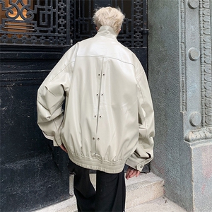 秋季新PU皮时尚中性翻领男女夹克皮外套JK08531-P70图片