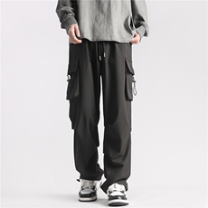 抖音2026春装新款垂感冰丝休闲裤中性风宽松工装裤男K259-P38，男装工装外套，电商A099