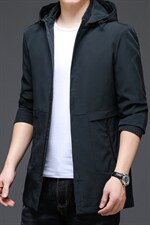 男士中长款连帽风衣秋季新款商务休闲时尚外套中年爸爸装上衣服，男装风衣，电商B212（原钱塘6029）