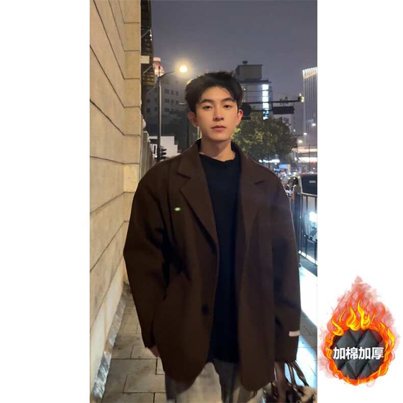 加棉加厚西装短款毛呢大衣风衣504-F21-P75控118(加棉P85控128)，男装西服套装，星座504