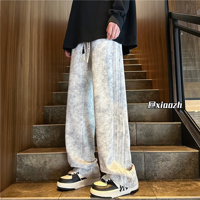 XZ616 秋季新款重磅扎染侧边压痕休闲脏脏裤 TY1016 特P40控78图片