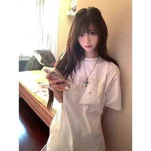 万针全刺绣工艺抖音得物高品质260克重磅纯棉双纱美式高街短袖T恤图片
