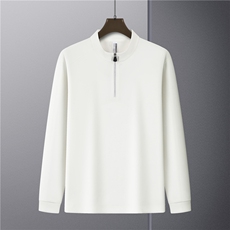 休闲纯色曼巴棉纯色立领半拉链长袖长袖T恤260克313B-S5602-P38，男装T恤，星座313B