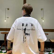 可48小时发货支持抖音得物来样二开美式满天星亮片短袖T恤MTX664，男装T恤，电商A486-1