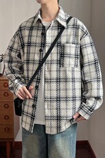 秋季小香风格子翻领宽松大码休闲时尚百搭夹克外套男CS202-P65，男装夹克，星座505-3