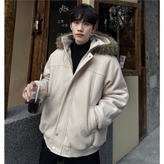 现货座山雕连帽可拆卸毛领呢料棉衣棉服男女情侣款特p98，男装棉衣，电商C307