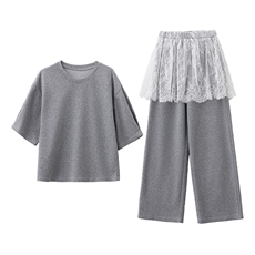 2026年夏季新款休闲圆领T屁帘阔腿裤三件套装，女装套装/套裙，艾仟回(原伊仟回)