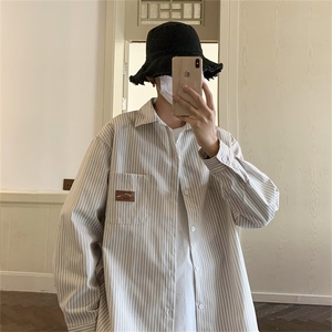条纹衬衫男女春季ins潮百搭衬衣小众设计感宽松复古外套C2626-p33图片