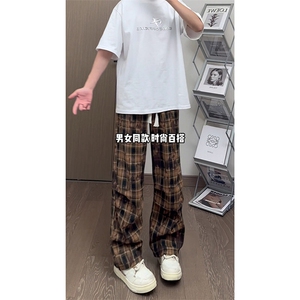 潮酷撞色格子裤高街复古风个性拼接长裤休闲百搭短裤K640TP38图片