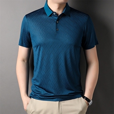 中年爸爸夏装短袖t恤polo衫上衣服夏季薄款中老年人男士，男装T恤，电商B212（原钱塘6029）