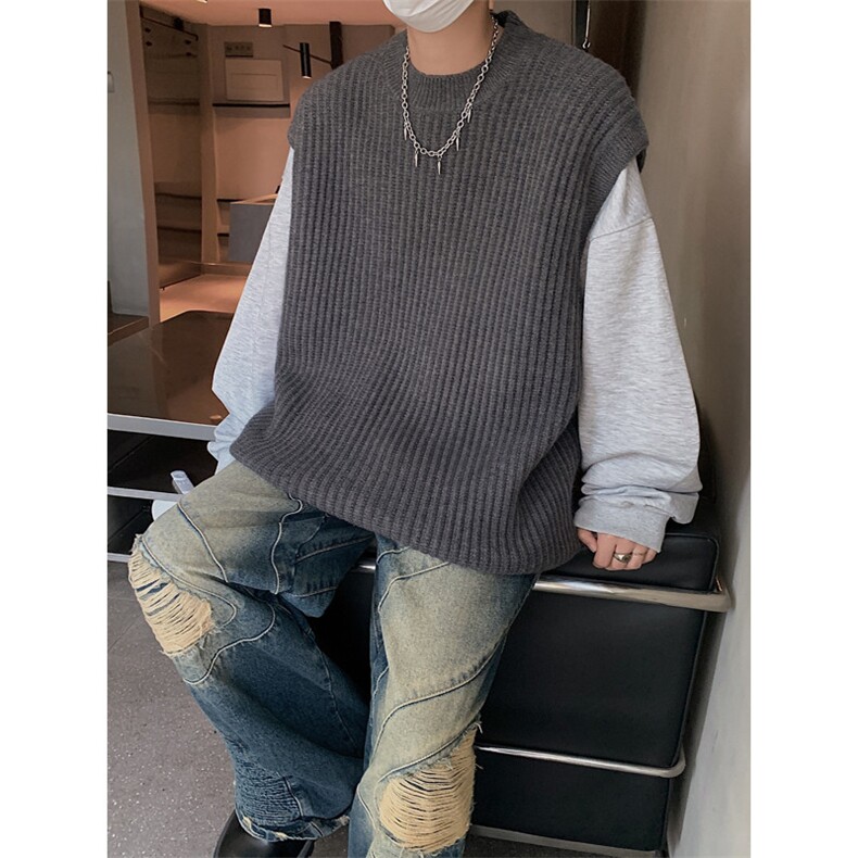 港风大码美式潮牌宽松套头无袖圆领毛衣男潮XZ608-M2152-P50,男装针织衫/毛衣,星座608(原A046)