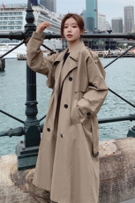 现货2021春秋季新款卡其双排扣风衣225-7220-P140控198，女装风衣，浙宝225