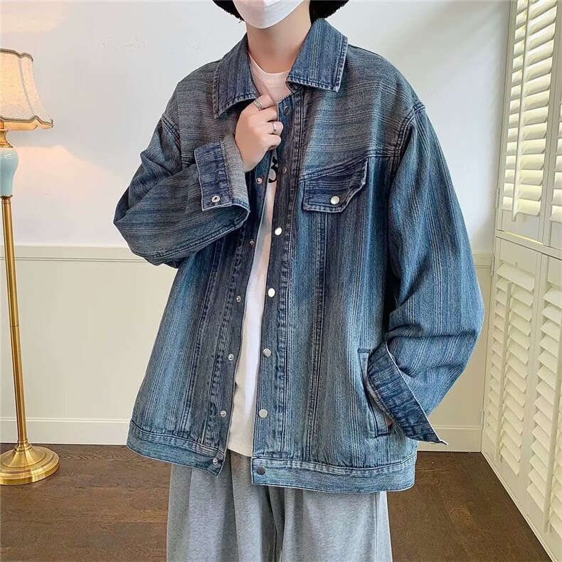 小众美式覆古字母刺绣多口袋工装牛仔裤男女宽松阔腿弯刀裤,男装牛仔裤,星座813-3