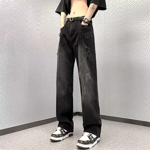 牛仔裤男秋冬潮牌宽松百搭直筒裤vibe破洞阔腿裤N2266-p42 加绒52图片
