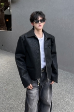 现货复古风纯色PU皮衣外套男上衣A071-3327-P108，男装皮衣，电商A071