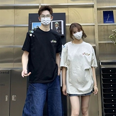 万针全刺绣工艺抖音得物高品质260克重磅纯棉双纱美式高街短袖T恤，男装T恤，电商A486-1