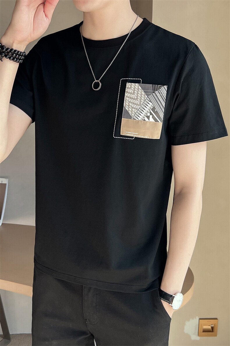 夏季2025新款短袖T恤男潮牌印花半袖男装上衣A313-5806-P48,男装T恤,电商A313