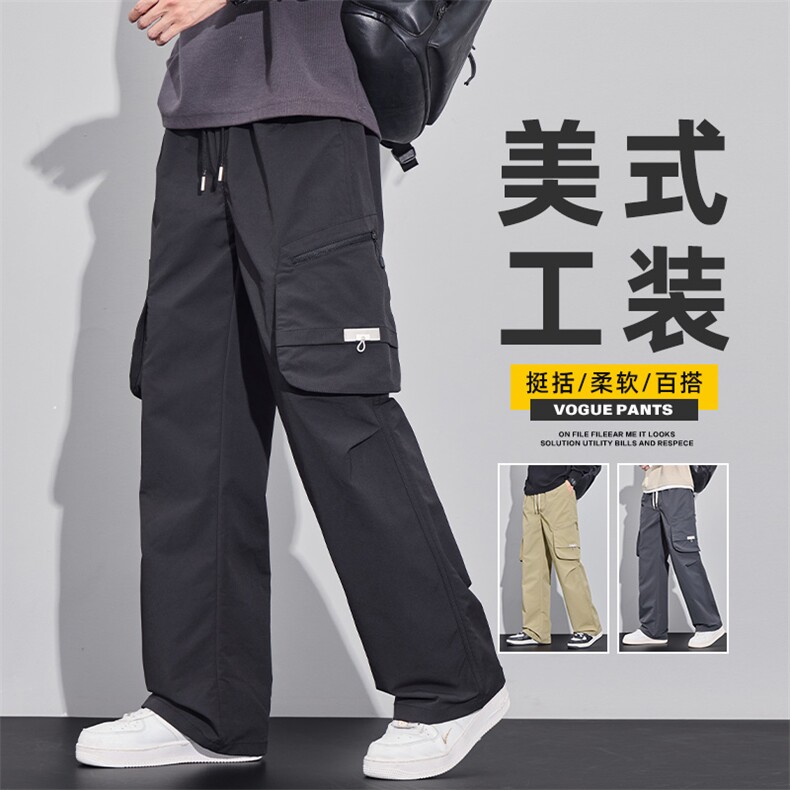 2025新款秋冬新款休闲多口袋工装裤男帅气运动直筒长裤Z2586-P50图片
