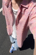 B221美式ins高街宽松薄款泡泡格短袖衬衫SY2548-特P35控59，男装T恤，电商B221