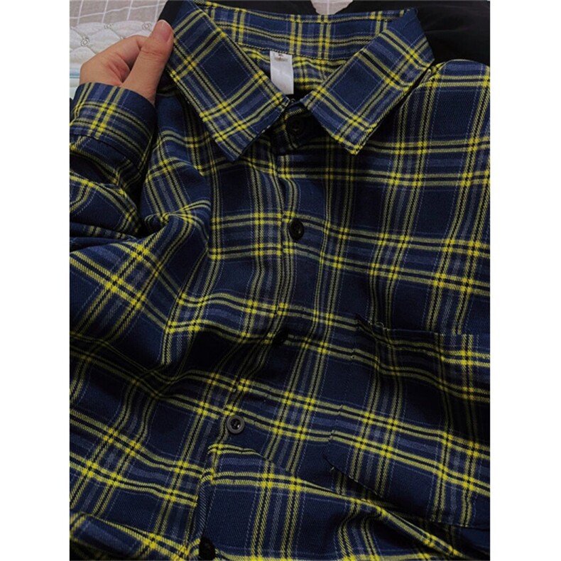 TC681-p45幂式穿搭多巴胺盐系粉色POLO领格子衬衫外套女装防晒衫,女装衬衫,星座617A-2