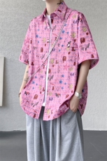 CS1141-特P35控68花衬衫男短袖夏季休闲薄款冰丝半袖宽松大码，男装T恤，电商A059