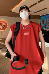 已注册得物直播抖音品质纯棉重磅250克男无袖背心T恤T2501P25控39图片