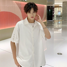 纯色衬衫抖音直播现货短情侣款冰丝衬衣DS-C323-1-7771-P38，男装衬衫，电商C323-1