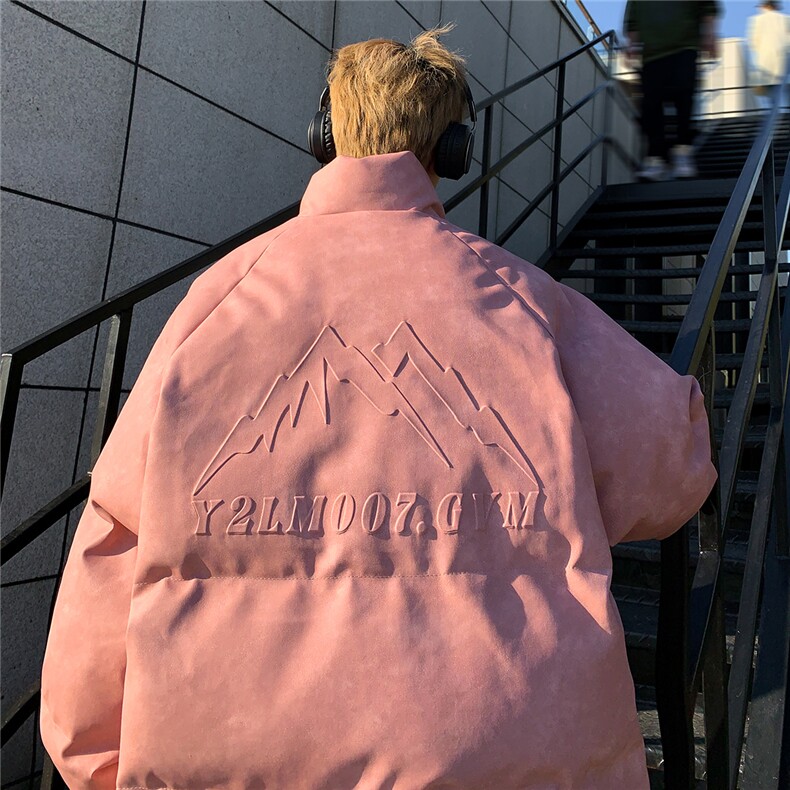 港风立领PU皮复古做旧钢印字母图案设计棉衣男MY77735P130控178，男装棉衣，星座227-7