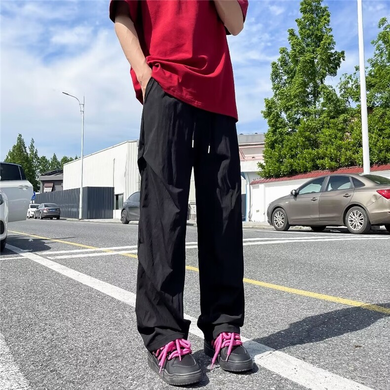 速干冰丝裤子夏季女休闲裤褶皱宽松薄款长裤包边弹力塔丝隆K2834,男装休闲裤,星座1116A-1（原606A）