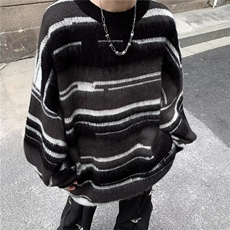 撞色毛衣男生秋冬季潮牌宽松休闲慵懒风小众套头针织衫，男装针织衫/毛衣，星座716-3