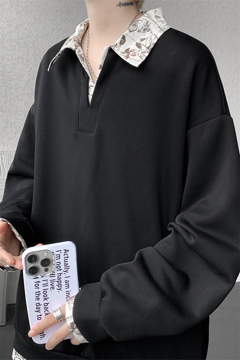 秋冬男士韩系老钱风假两件卫衣宽松拼接休闲上衣外套特P50,女装短外套,电商B319