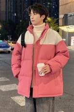 现货港风棉衣男立领二开撞色加厚棉袄DSA157B-M88888-特P65，男装棉衣，电商A157B