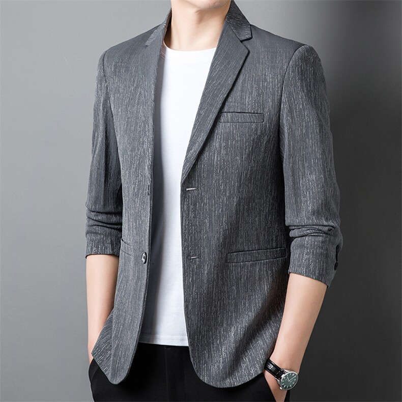 男士春秋季薄款时尚西装休闲西服中年韩版便服单西男装外套潮,男装西服,电商B212（原钱塘6029）