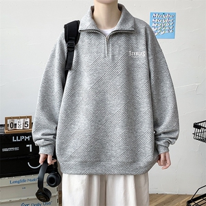 2023春上新立体提花长袖印花翻领套头百搭卫衣男 481-P58 控价78图片