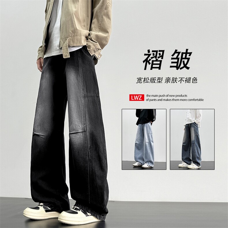 水洗做旧复古质感高街显瘦修身牛仔裤K756特批36：68图片