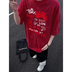 可48小时发货支持抖音得物来样二开 美式满天星亮片短袖T恤MTX631图片