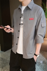 衬衫男士夏季韩版潮流帅气七分袖衬衣1877-P40，男装衬衫，电商A128