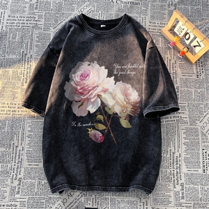水洗做旧短袖美式复古重磅大码潮牌朋克暗黑T恤xz301B-JB5248-P35图片