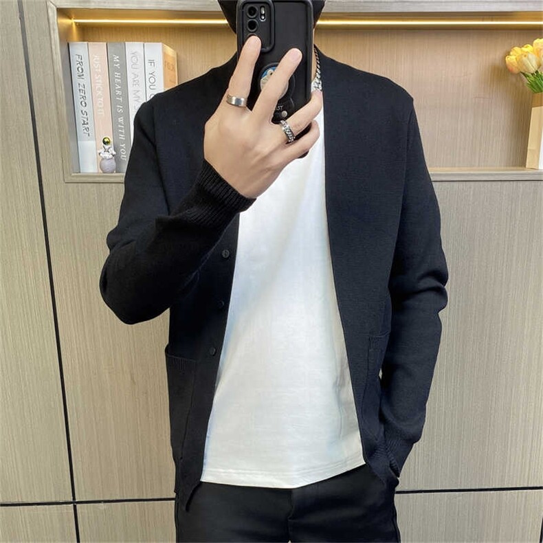 M837-特P60控88简约痞帅纯色开衫毛衣男士潮流修身百搭针织衫外套,男装针织衫/毛衣,电商D310B-1