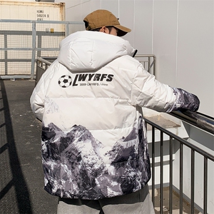 现货雪山款连帽时尚宽松轻薄白鸭绒扎染外套羽绒服R8833P100