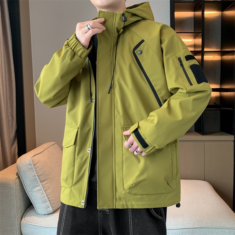 新款现货连帽冲锋衣宽松大码夹克男DSA157B-J199-P65,男装夹克,电商A157B